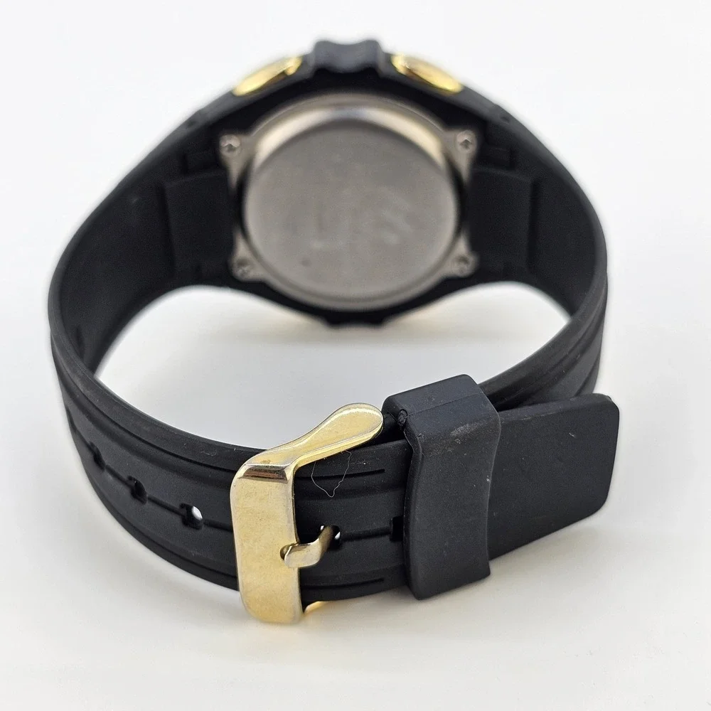 Marathon Unisex Digital Sports Watch 42MM Gold Bezel Black Plastic Bands Working